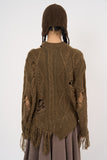 Twisted unbalance fringe damage knit