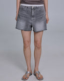 Five washed denim shorts