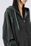 Petra pigment damaged hood zip-up