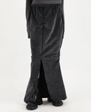 Velvet long shirring skirt