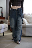 Ring chain wide denim pants