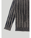 Pigment Washed Damage Ribbed Knit