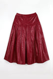Bold Leather Pleated Skirt
