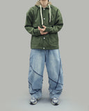 Corduroy layered hoodie jacket