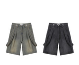 Suspenders Bermuda Two-Tuck Denim