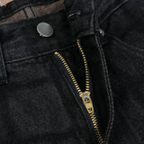 Check Black Wide Denim