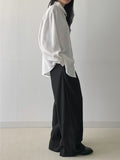 Hira Striped Wool Wide Slacks