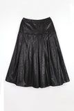 Bold Leather Pleated Skirt