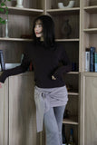 Ruched shirring half-neck top