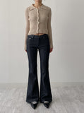Snap Ribbed Cardigan Knit T-shirt