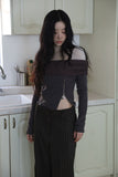 Pony angora off-shoulder knit