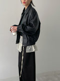 Dino Leather Loose Fit Blouson Jumper