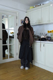 Check wool layered skirt