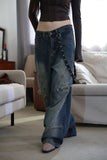 Ring chain wide denim pants