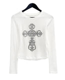 Cross Printing Long Sleeve T-shirt