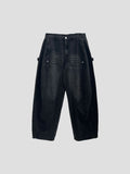 Folded Unuse Snap Denim Pants