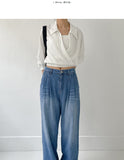 Moz Big Collar Wrap Blouse