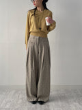 Cupid Herringbone Wide Slacks