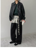 Dino Leather Loose Fit Blouson Jumper