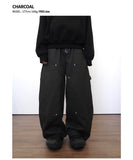 Zip-work cotton double knee pants