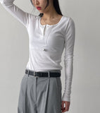 Henley Neck Ribbed Slim Fit T-Shirt