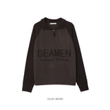 Half Zip-Up Lettering Knit