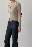 Snap Ribbed Cardigan Knit T-shirt