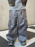 Glossy padded diagonal cargo pants