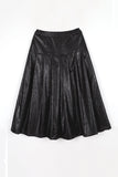 Bold Leather Pleated Skirt