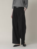 [Premium] High-Waist Pintuck Wide Pants