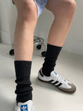 Basic knit ribbed knee socks