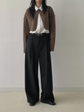 Hira Striped Wool Wide Slacks
