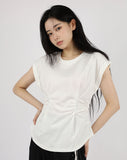 Shirring pin tuck line tee