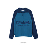 Half Zip-Up Lettering Knit