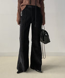 Beishu Corduroy Pin Tuck Bootcut Pants