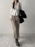 Cello V-neck shirring blouse
