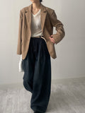 804 Pleated Long Wide Denim Pants