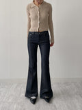 Snap Ribbed Cardigan Knit T-shirt