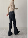 [non-fade] Selvedge Pin Tuck Long Bootcut Denim Pants