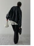 Dino Leather Loose Fit Blouson Jumper