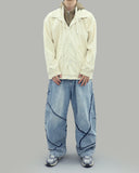 Corduroy layered hoodie jacket
