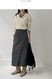 Unbalanced Wrap H-line Long Skirt