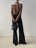 Beishu Corduroy Pin Tuck Bootcut Pants