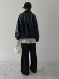 Dino Leather Loose Fit Blouson Jumper