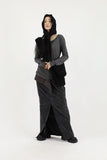 Velvet long shirring skirt