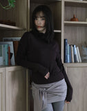 Ruched shirring half-neck top
