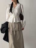 Cello V-neck shirring blouse