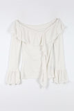 Wave ruffle off-shoulder tee