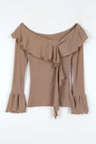 Wave ruffle off-shoulder tee