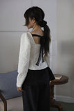Back Ribbon Square Blouse